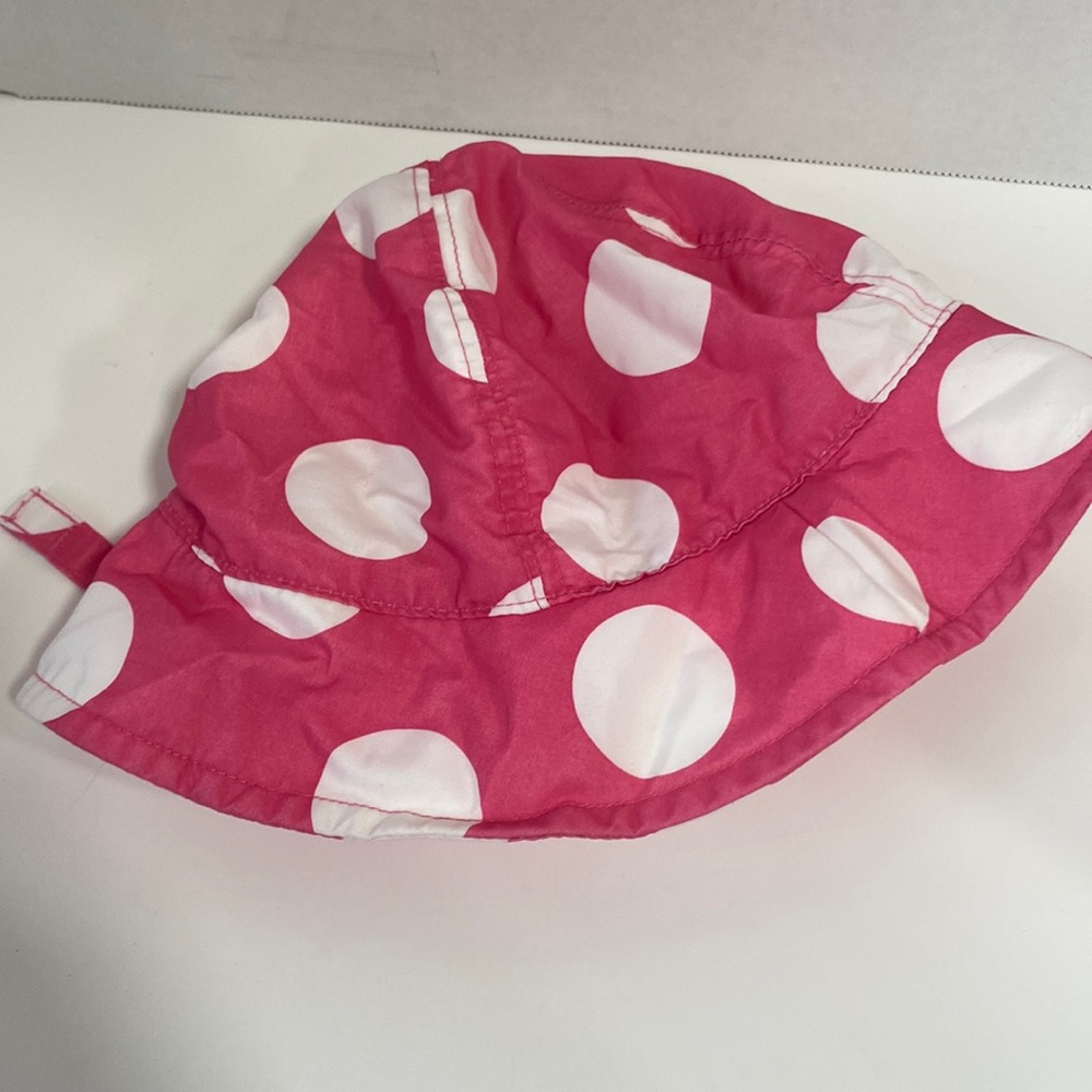 Toddler sun hat pink and white polka dot spring summer beach